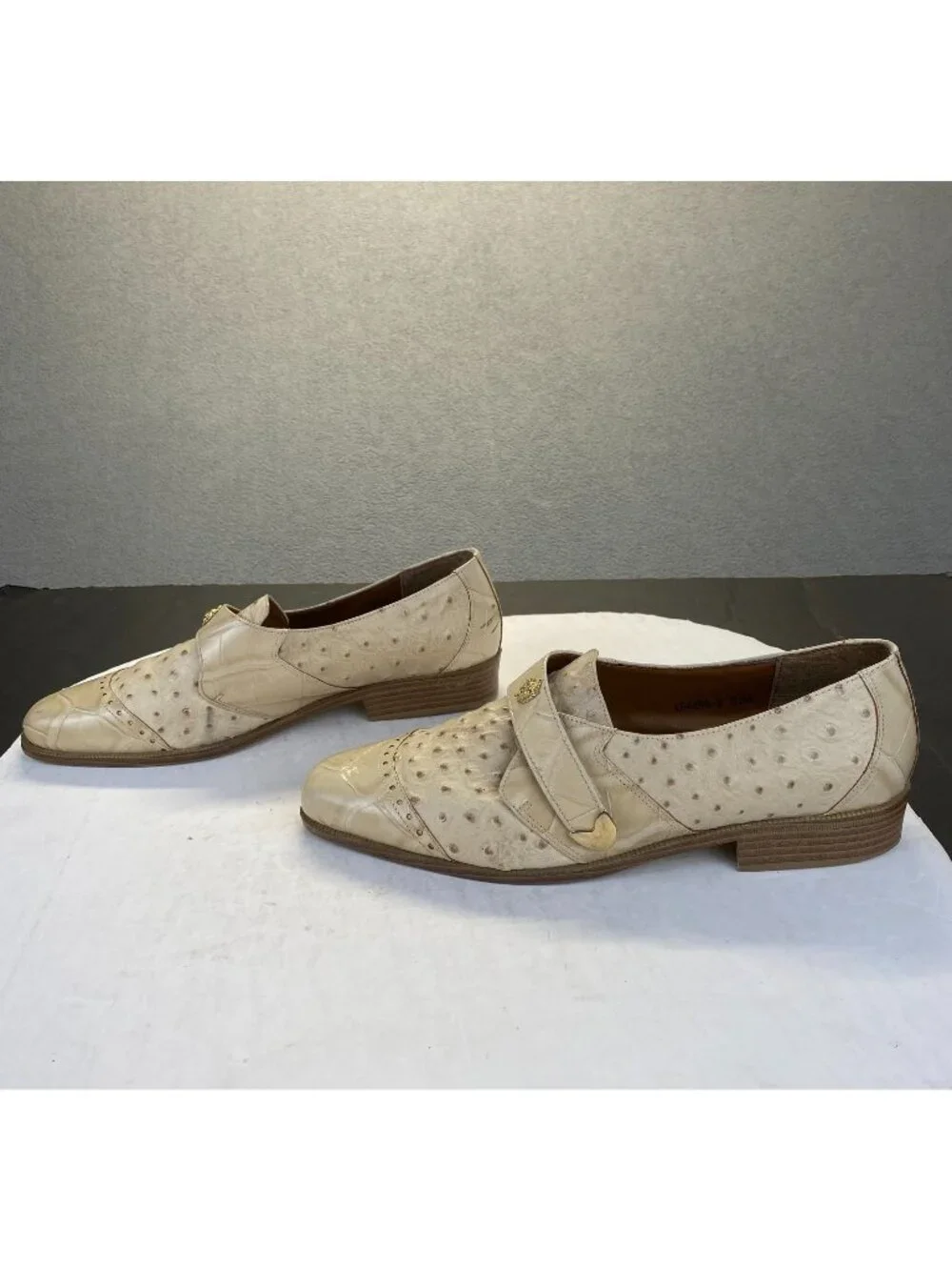 Giorgio Brutini Dress Shoes Men 9.5M Genuine  Ostrich Leather Loafers,Vintage